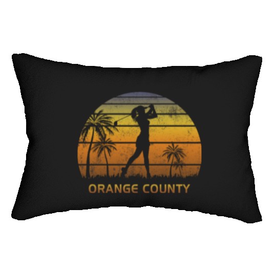 Retro Orange County Women's Golf Golfing Fan Lumbar Pillows