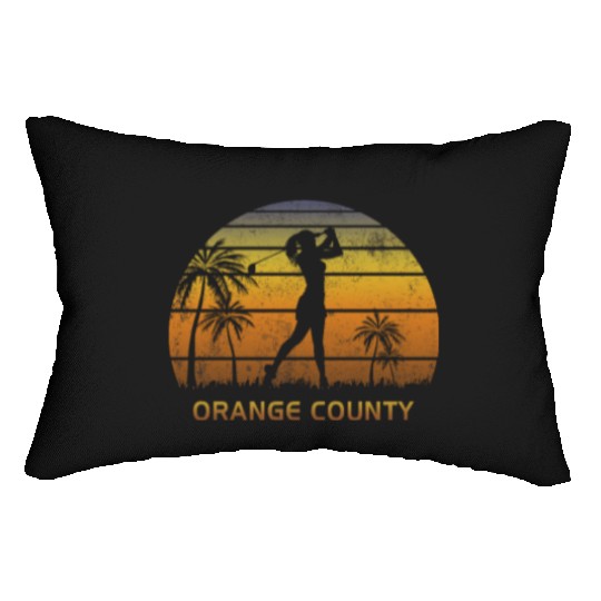 Retro Orange County Women's Golf Golfing Fan Lumbar Pillows