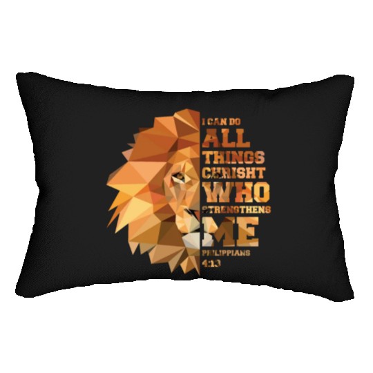 Philippians 4 13 Christian Bible Verse Lion Head Lumbar Pillows