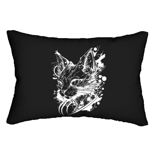 Space Cat In Vintage Tattoo Style Lumbar Pillows