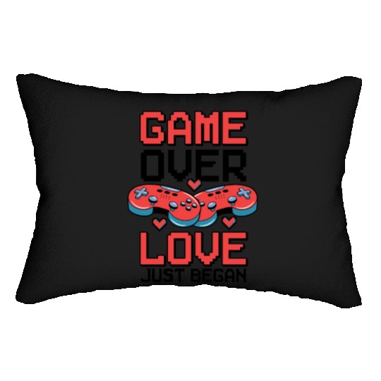 Valentine's Day Gamer Playing Video Game Couples Lumbar Pillows