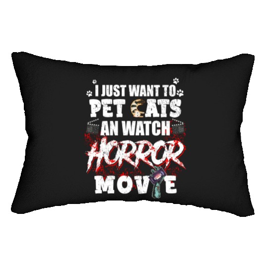 Funny Horror Movie Fan Halloween Cat Lover Gift Lumbar Pillows