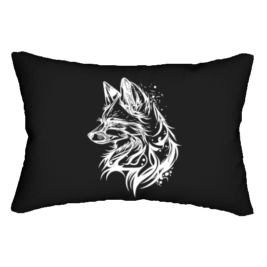 Elegant Fox In T Tattoo Ink Lumbar Pillows
