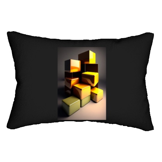Gold Cubes Lumbar Pillows