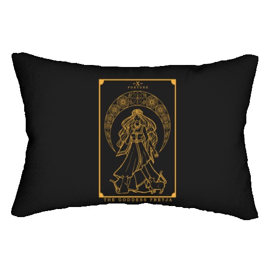 The Goddess Freyja in Fortune Tarot Card (Gold) Lumbar Pillows