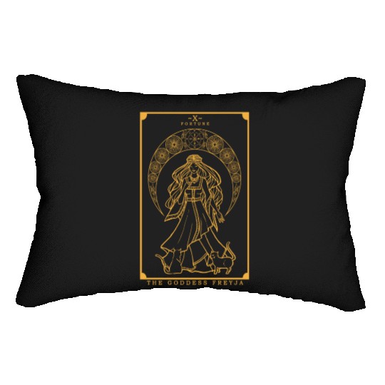The Goddess Freyja in Fortune Tarot Card (Gold) Lumbar Pillows