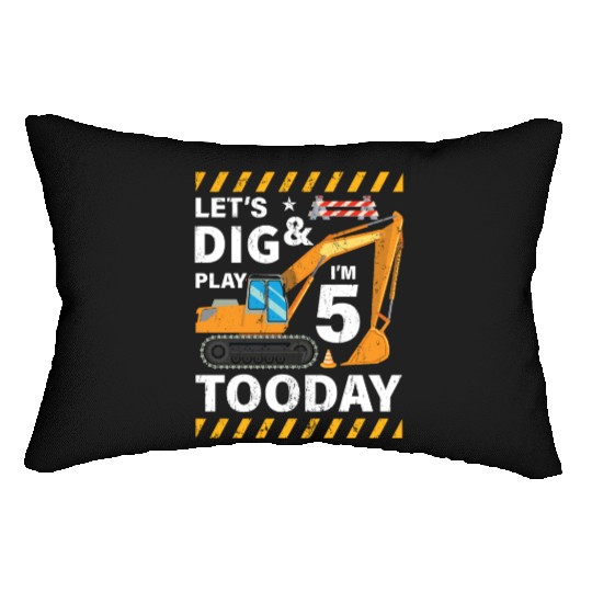 Birthday Boy 5 Construction 5th Birthday Excavator Lumbar Pillows