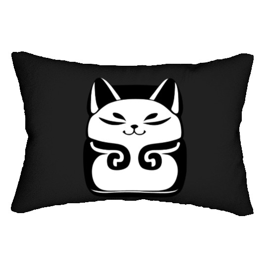 Maneki Neko Japanese Symbol of Good Luck Lumbar Pillows