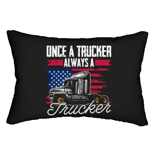 Truck Driver Us Flag Old Man Trucker Lumbar Pillows
