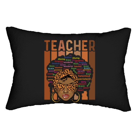 Black Smart Teacher Afro Love Melanin African Lumbar Pillows