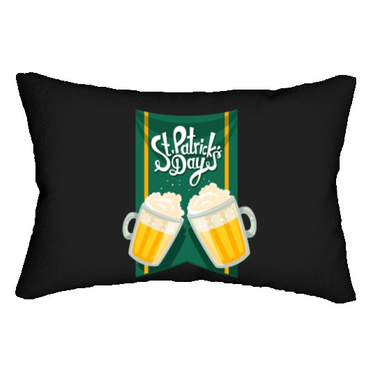 St Patrick's Day and two cups of beer Lumbar Pillows
