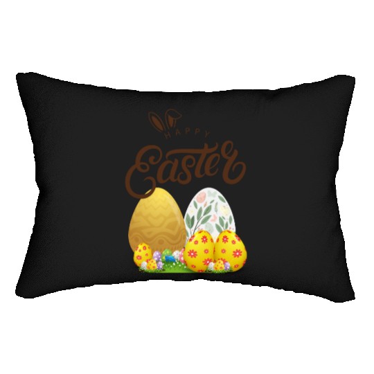 Happy easter sayings egg bunny Lumbar Pillows