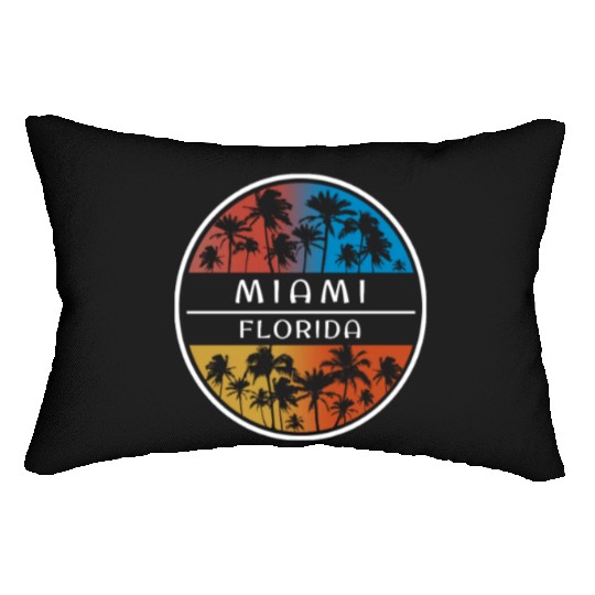 Miami Florida Stylish Vacation Souvenir Palm Tree Lumbar Pillows