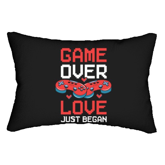 Valentine's Day Gamer Playing Video Game Couples Lumbar Pillows
