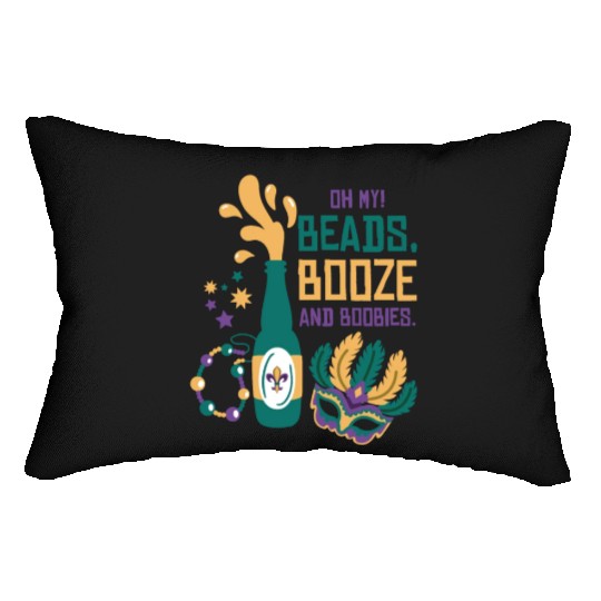 Mardi Gras Carnival Mask Beer Beads Boobies Lumbar Pillows