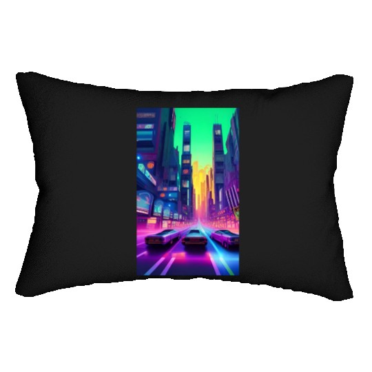 Future City Cyber Cyberpunk Scifi Design Lumbar Pillows