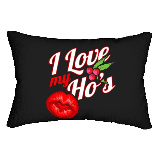 I Love My Ho s Kissing Mouth Mistletoe Christmas Lumbar Pillows
