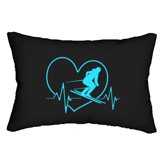 Ski Skier For Women Skiing Heartbeat Lumbar Pillows