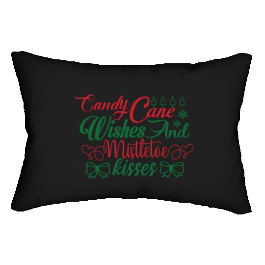 Candy Cane Wishes And Mistletoe Kisses Lumbar Pillows
