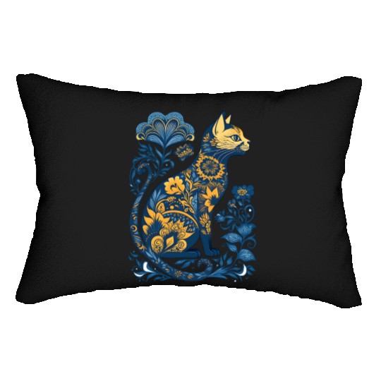 Ukraine Cat Floral Vintage Ukrainian Vyshyvanka Lumbar Pillows