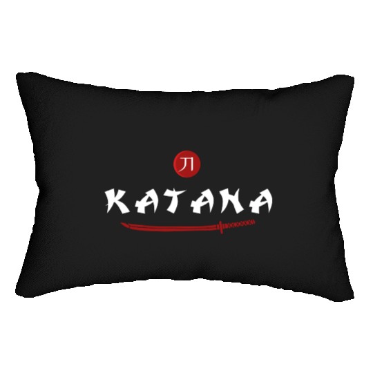 Katana samurai japanese sword kanji Lumbar Pillows