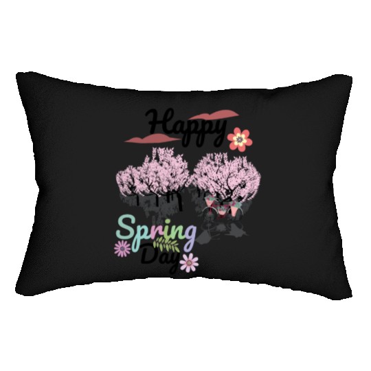 Seasons Greetings for Spring, Happy Spring Graphic Lumbar Pillows