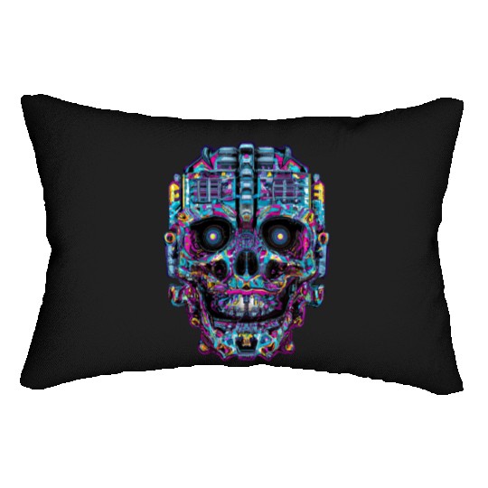 Psychedelic Robot Skull Lumbar Pillows
