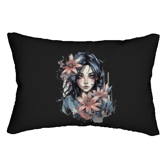 Japanese Spider Lily Soft Anime Aesthetic Flower Lumbar Pillows