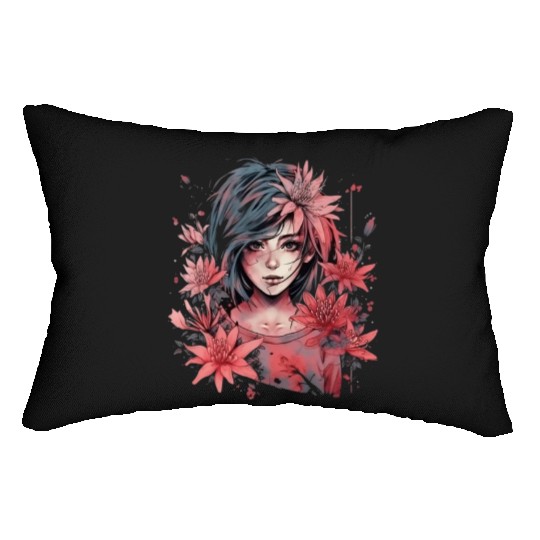 Japanese Spider Lily Soft Anime Aesthetic Flower Lumbar Pillows