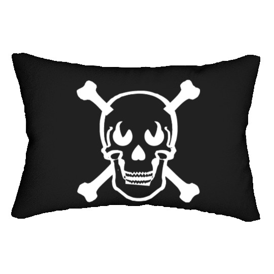 Skull and crossbones design white Lumbar Pillows