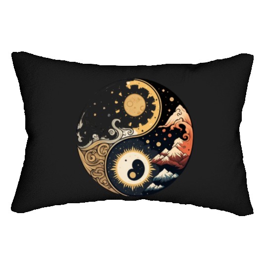 Sun and moon yin yang Lumbar Pillows
