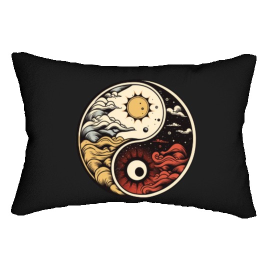 Sun and moon yin yang Lumbar Pillows