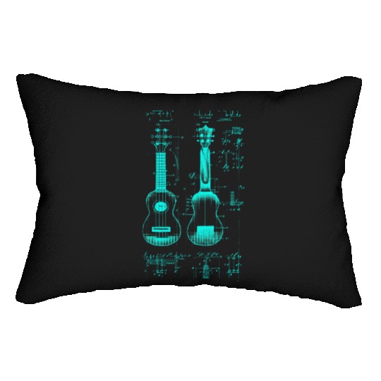 Ukulele Leonardo Da Vinci Sketch Blueprint Lumbar Pillows