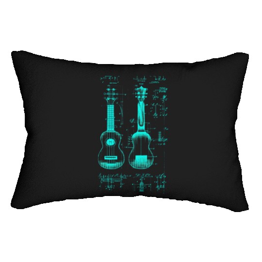 Ukulele Leonardo Da Vinci Sketch Blueprint Lumbar Pillows