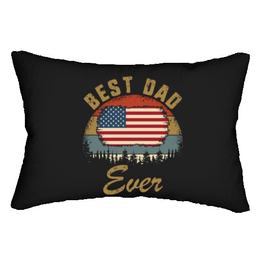 Best Dad Ever US American Flag Patriotic Fathers Lumbar Pillows