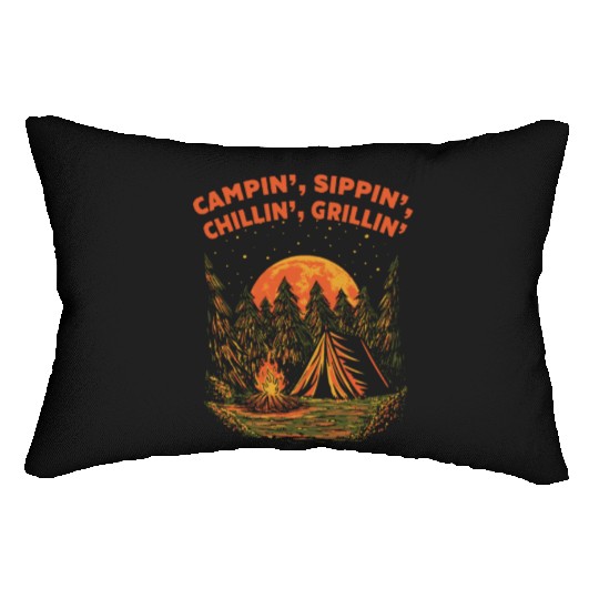 Campin Chillin Grillin Camping Food Camper Foodie Lumbar Pillows