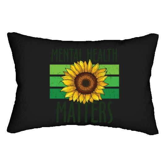 Mental Health Matters Green Sunflower Lumbar Pillows