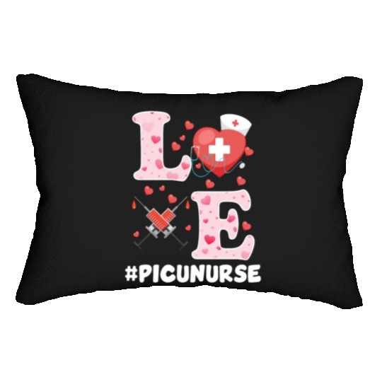 Cute PICU Nurse Valentines Day Design Lumbar Pillows