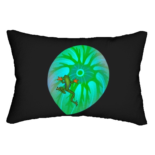 Frog on a Leaf Lumbar Pillows