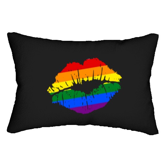 Artistic Gay Pride Rainbow Flag LGBTQ Lips Lumbar Pillows