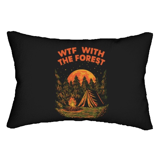 With The Forest Camping Wildlife Camper Outdoor Na Lumbar Pillows