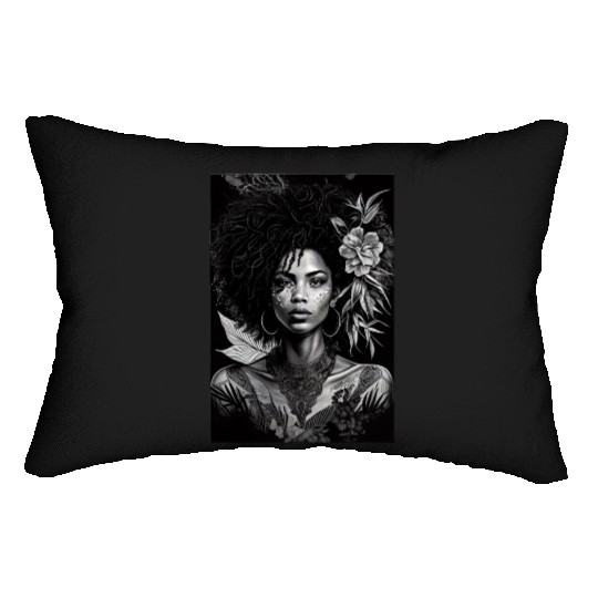 Black-and-White Afrocentric Art Lumbar Pillows