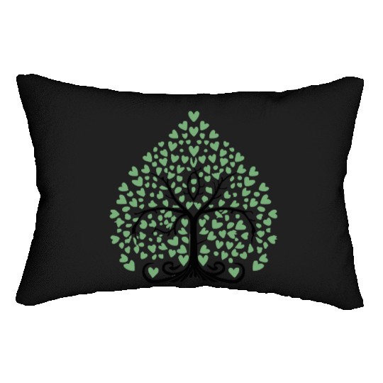 Tree of Life with Hearts Two Color Vector Lumbar Pillows