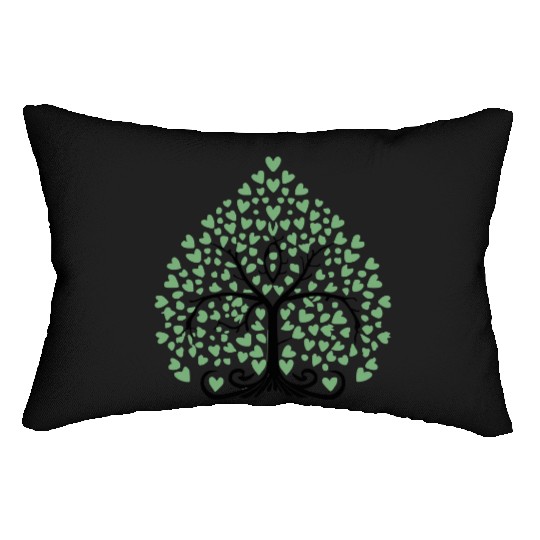 Tree of Life with Hearts Two Color Vector Lumbar Pillows