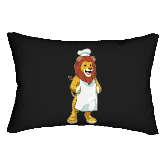 Lion As Cook With Chef Hat Cooking Apron Lumbar Pillows