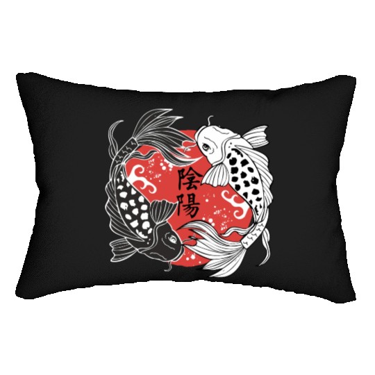 Koi Fish Yin and Yang Koi Fish Lover Gift Lumbar Pillows