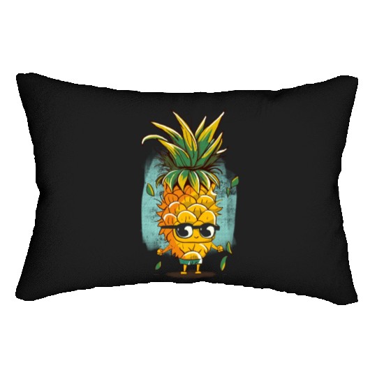 Cute pineapple sunglasses Lumbar Pillows