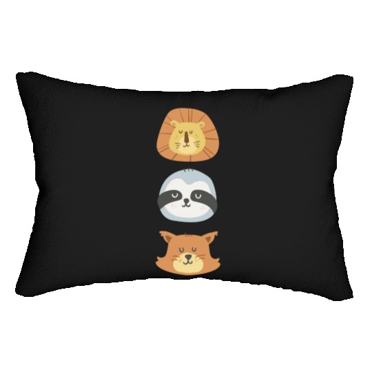 Lion, Sloth and Weasel Lumbar Pillows