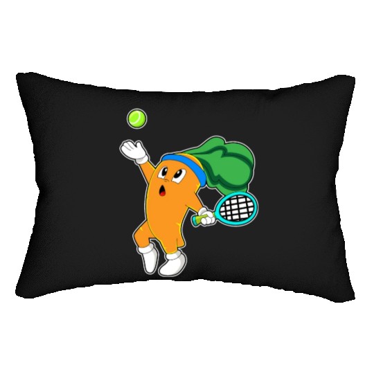 Carrot At Tennis With Tennis Racket Lumbar Pillows