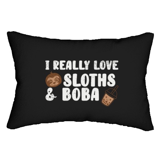 Cute Lazy Sloth Boba Tea Sweet Bubble Tea Lumbar Pillows